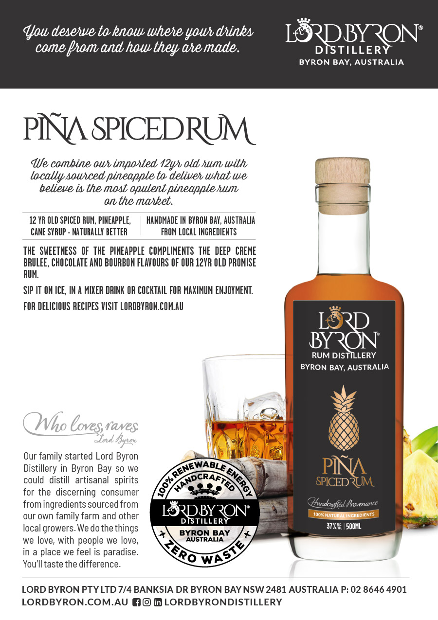 Lord Byron Distillery Pina Spiced Rum Promo Display Card