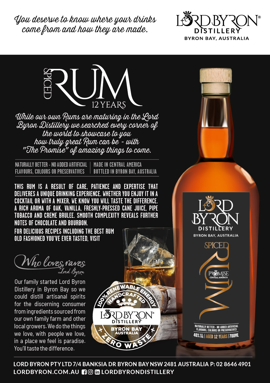 Lord Byron Distillery Pina Spiced Spiced Rum Display Card Design