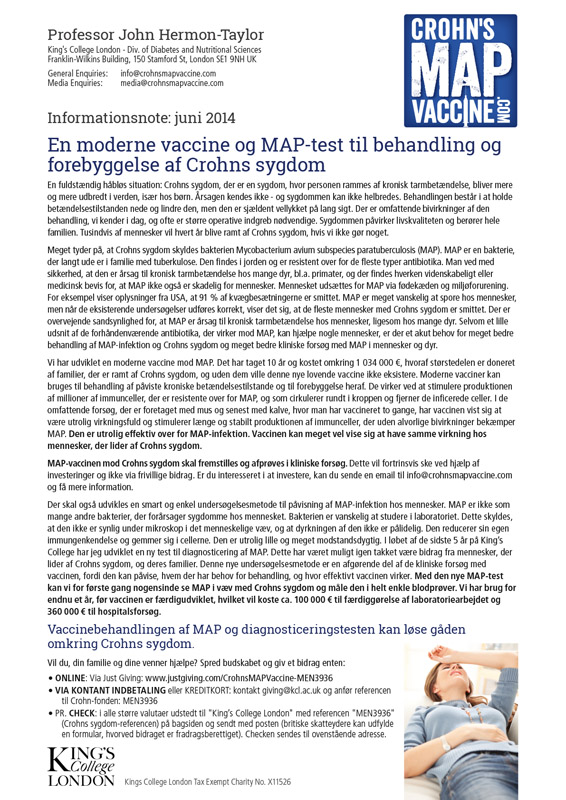 Crohn's MAP Vaccine Info Sheet - Danish